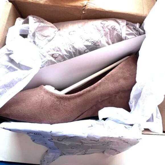 Greatonu Women's Wedge Pumps Closed Toe High Heel Slip on Office Dress Shoes 7.5 - Picture 6 of 7